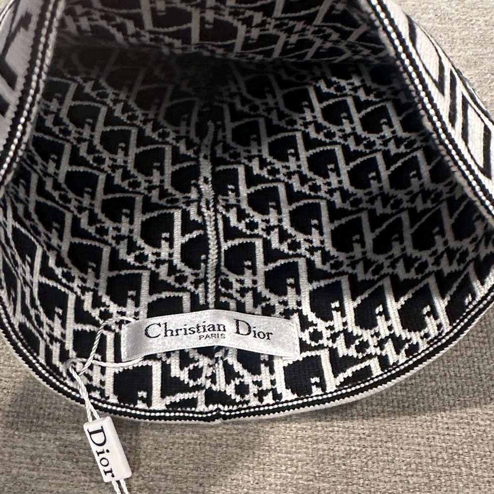 Dior Black and White Logo Knit Beanie - Picture 2 of 3